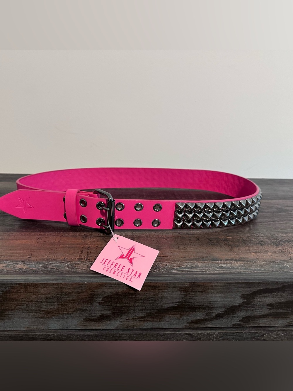 Jeffree Star Hot Pink Pyramid-Stud Belt